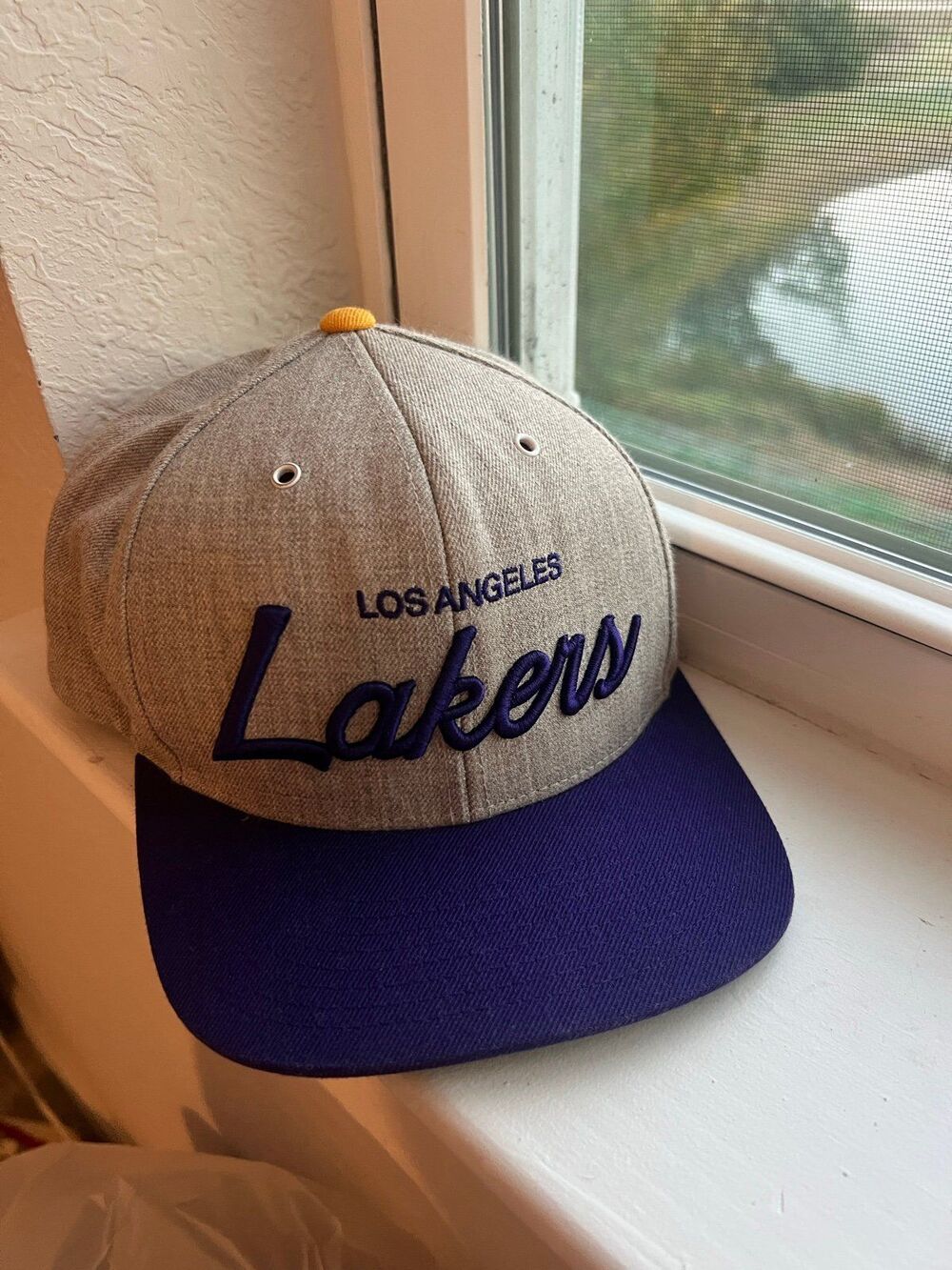 Los Angeles Lakers Mitchel & Ness Hardwood Classics Script Snapback Hat